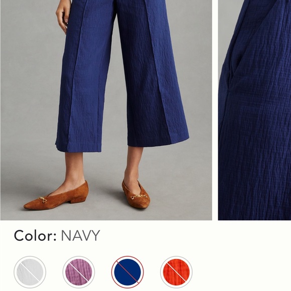 Maeve By Anthropologie Pintucked Wide-Leg Pants navy - Picture 3 of 6